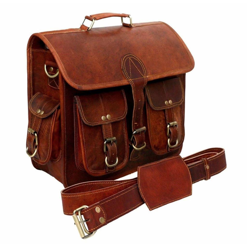Vintage Large New Leather Messenger Shoulder Laptop Bag Briefcase Men's Genuine