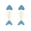 Pinkdudu Vintage Exaggerated Fish Bone Zinc Alloy Earrings Drip Oil Drop Earrings Women Jewelry PD2390