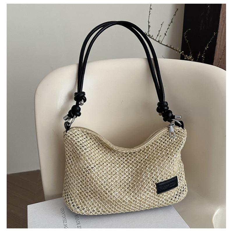 Stylish simple retro straw woven portable small square bag women s bag summer new foreign style shoulder bag versatile messenger bag чёрный