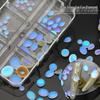 Blue Teardrop Cat Eye Frosted Nail Art Jewels - Oval Flat Back Gemstones for DIY Nail Decoration.