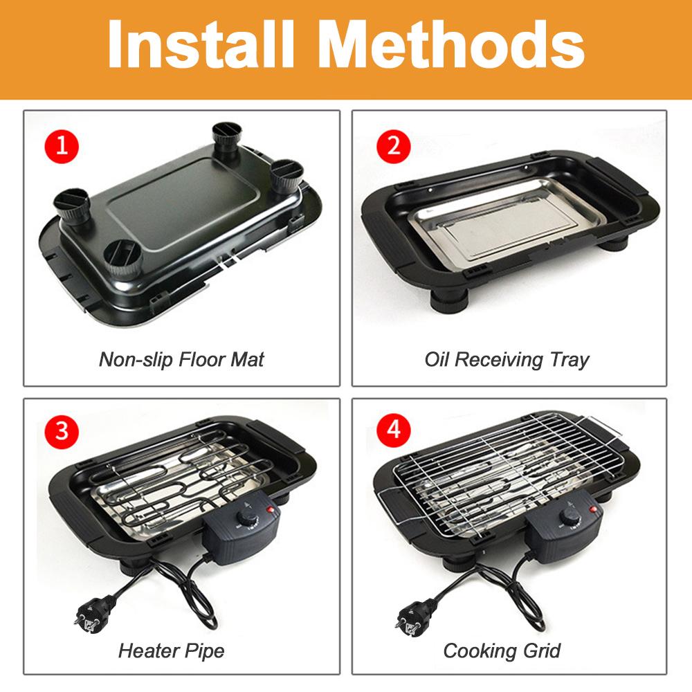 Smokeless Indoor/Outdoor Electric Grill Portable Tabletop Grill Kitchen BBQ Grills Adjustable Temperature Control Removable Water Filled Drip Tray 20