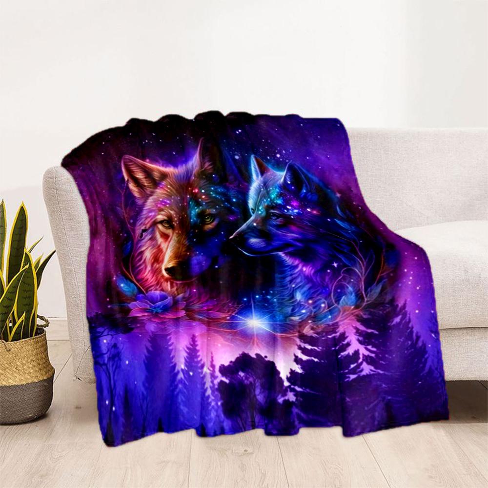 Wolf Moon Reflection Blanket,Suitable for sofas, offices, travel, living rooms, Gifts to relatives and friends, Blanket,Suitable for all seasons.