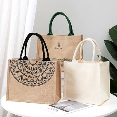 Jute draagtas met aangepast logo met rits - Linnen jute boodschappentas