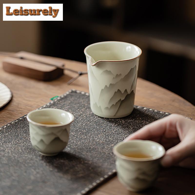 230ml Retro Ru Kiln Keramický čajový džbán Kreativní krajina Květina Rozdělit Čaj Cha Hai Justice Cup Nádobí Dekorace Dodávky