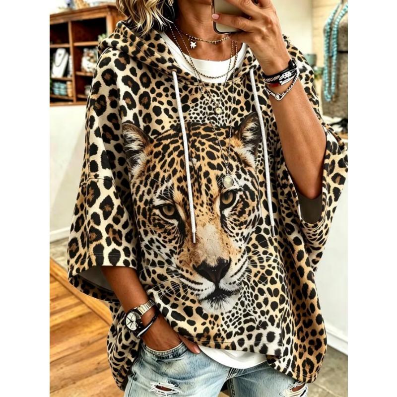 Damen Kapuzenpullover in Übergröße, Elegantes Bequemes Einfaches Muster Print, Modisch und Vielseitig