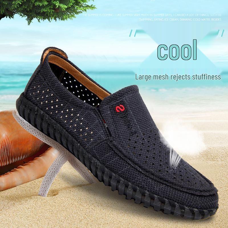 Men's Plus Size Breathable Slip-On Mesh Shoes with Non-Slip Sole