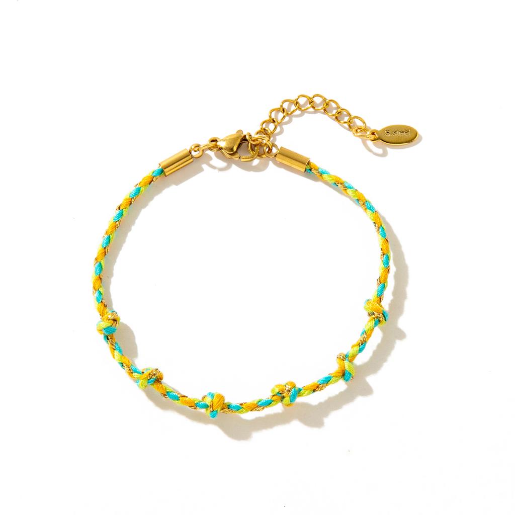 Ins style handmade colorful woven rope bracelet dopamine DIY rope chain gold plating