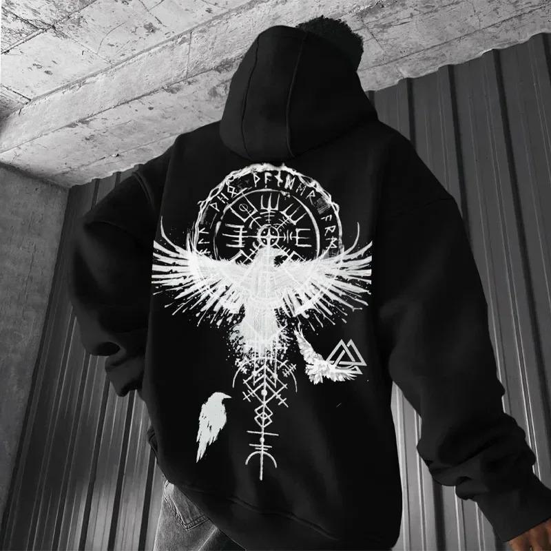 

Viking Totem Printed Hoodie Cotton Fleece Men s Loose Casual Eagle Super Cool Hoodie Personal Hoodie Men s Hoodie Sweatshirt S