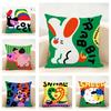 Chinese Zodiac Print Cushion Cover Linen Pillowcase Soft for Sofa Bed Home Room Decor