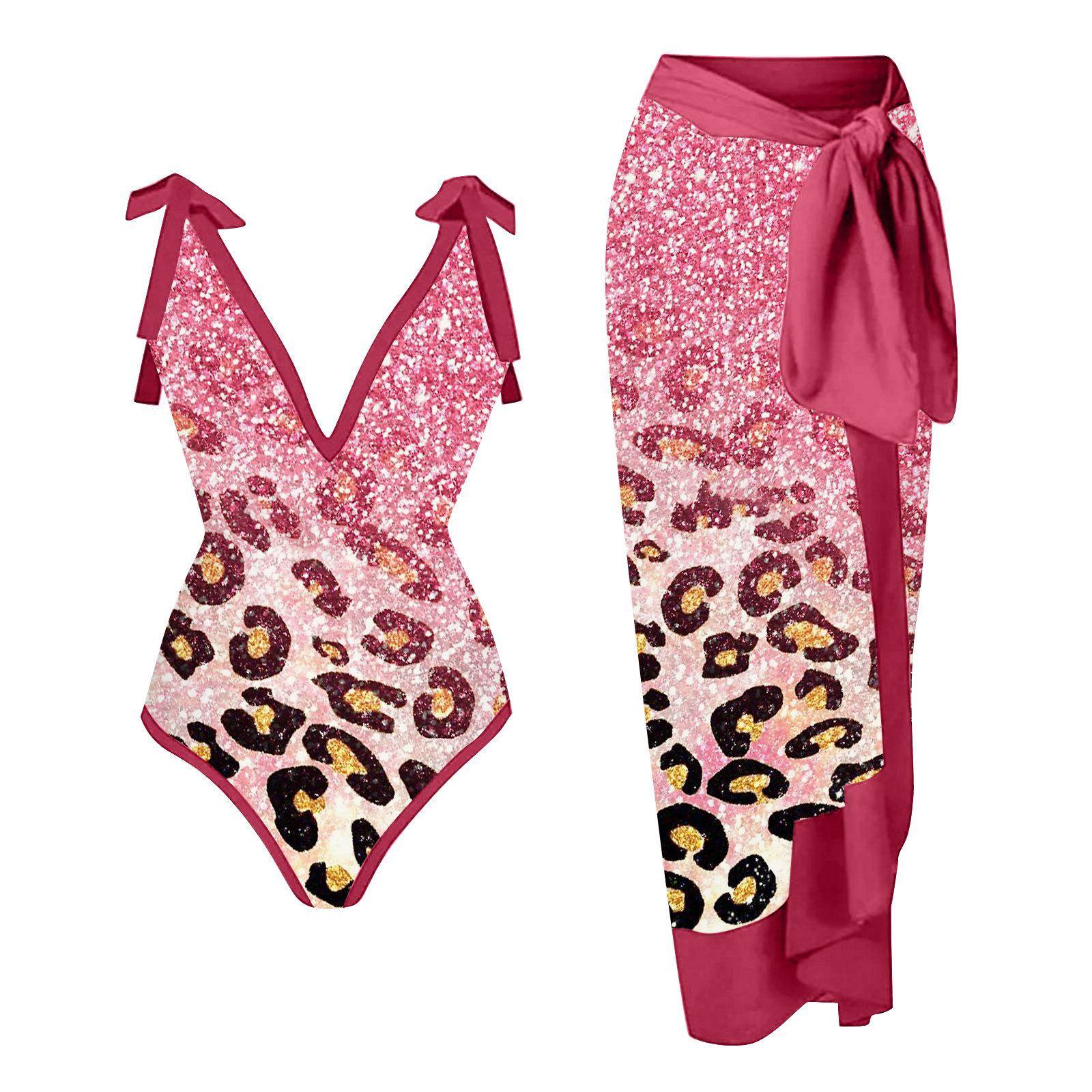 

Новый винтажный женский цельный купальник с этническим принтом из двух частей, прозрачная юбка, консервативный купальник с подкладкой пуш-ап, пляжная одежда M