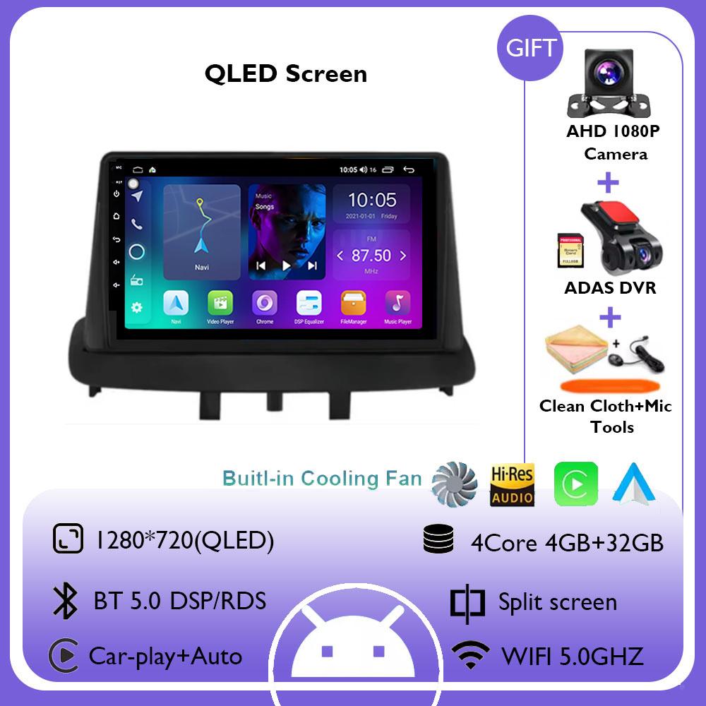 For Renault Megane 3 Fluence Samsung SM3 2008 - 2014 9“ Android 14 Carplay Car Radio Navigation GPS Multimedia Player wifi+4G BT