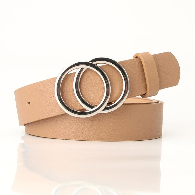 New Women's Cross-border Trend Double-circle Buckle Belt, Fashionable and Simple Women's Ins Wind Width Belt