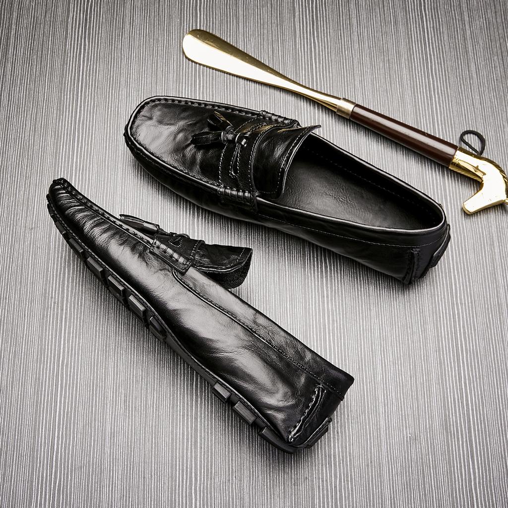 Leather Shoes Men'S Genuine Leather Soft Leather Business Casual Shoes Blue Soft Sole One Pedal Doudou Shoes Men