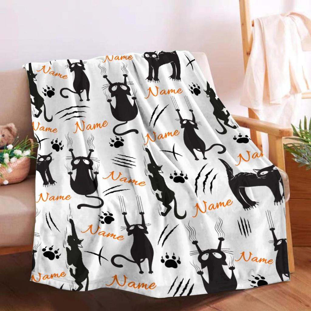 Cartoon cats and dogs digital-printed polyester Bedroom velvet flannel soft sofa cover blanket Fleece soft sofa cover blankets