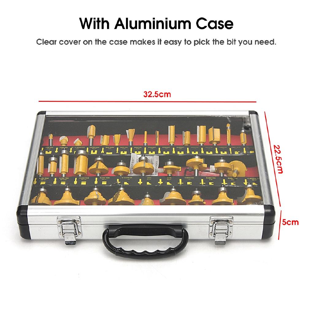 35PCS 1/4 Inch Wood Milling Cutter Shank Router Bit Set Trimming Machine Tool for Electric Trimmer Wood Work Cutting Kit