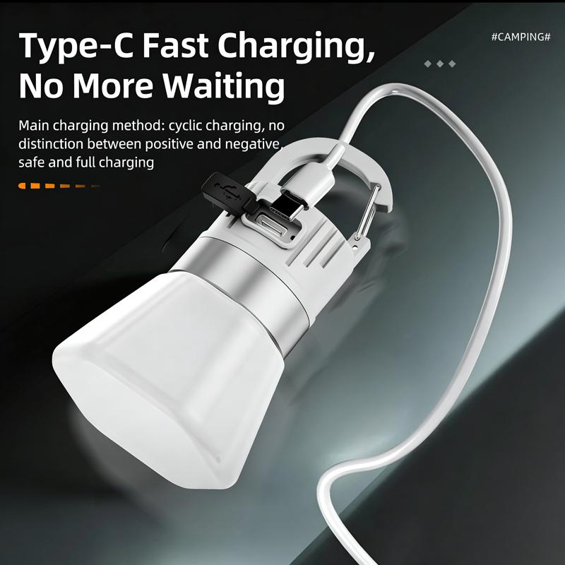 Portable Outdoor 450mAh Battery Rechargeable Camping Light with Hook High Brightness IPX4 Emergency Flashlight RGB Lamps