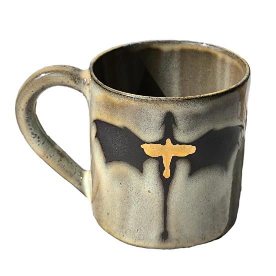 350ml Flaming Dragon Pattern Mug Ergonomic Handle Milky Yellow Glaze Mug