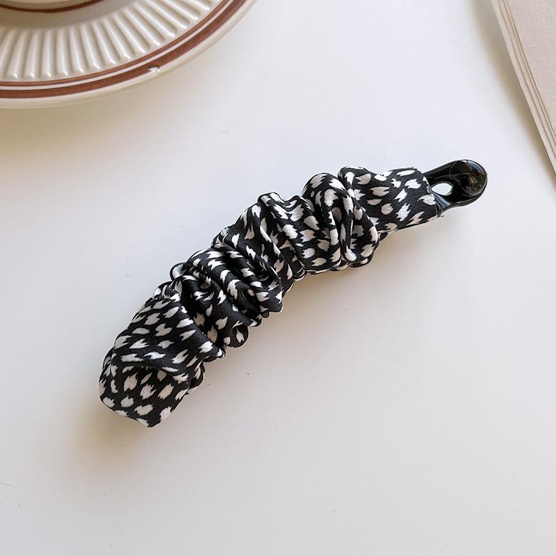 Fabric Banana Clip Korean Elegant Leopard Print Ponytail Holder Ponytail Clip Hair Claw Hairpin Sweet Bowknot Hair Clip Women