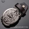 Tiger Head Alloy Western Cowboy Leather Belt with Smooth Buckle
