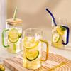 400ml Square Glass Mug With Lid and Straw Breakfast Milk Cup Microwave Safe Transparent Party Beer Coffee Mug Cocktail Tool