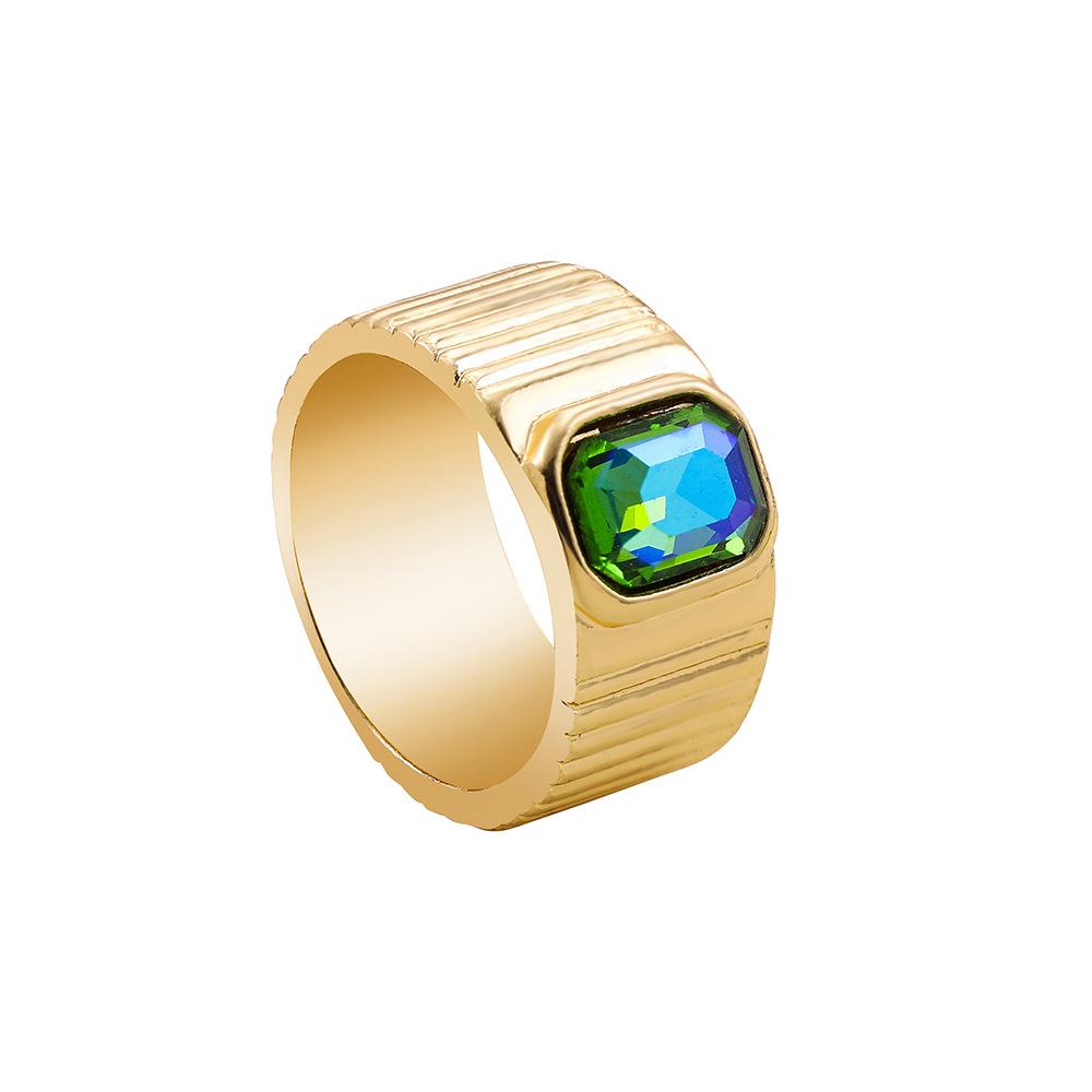 Color Diamond Drip Oil Peach Heart Crystal Ring Love Shaped Decorative Ring 18K Gold Hip Hop Stacked Joint Ring