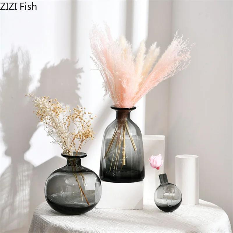 BRCreative Light Luxury Transparent Glass Vase Dining Table Aquatic Vase Decoration Nordic Home Flower Arrangement Decorative ArtEY