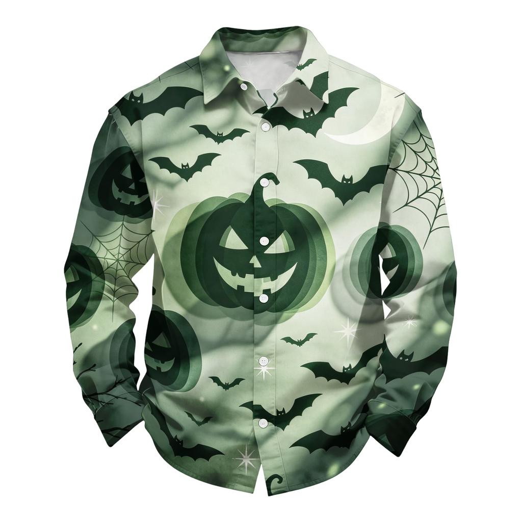 Men's Halloween Loose Fit Long Sleeve Shirt Button Down Collar Vintage Casual Shirt Breathable Fabric Suitable for Spring Autumn Outdoor Daily Wear