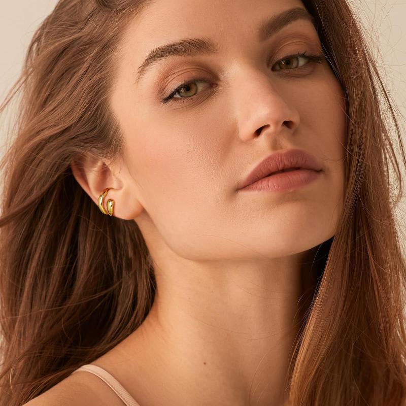 1/2Pcs  Minimalist Women'S Piercless Ear Clip Earring Classic Trendy Earcuff Earrings Jewelry Decorative Accessories Gift