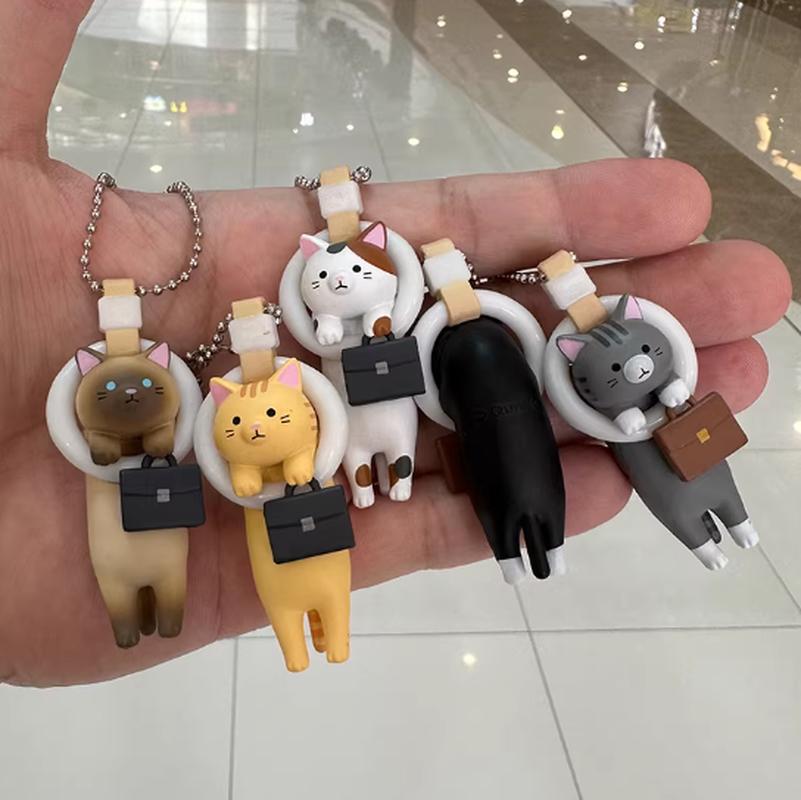 Kawai Anime Hanging Ring Commuter Handbag Cat Action Figure Keychain Blind Box Bagpack Pendent Capsule Toys Kids Unique Souvenir