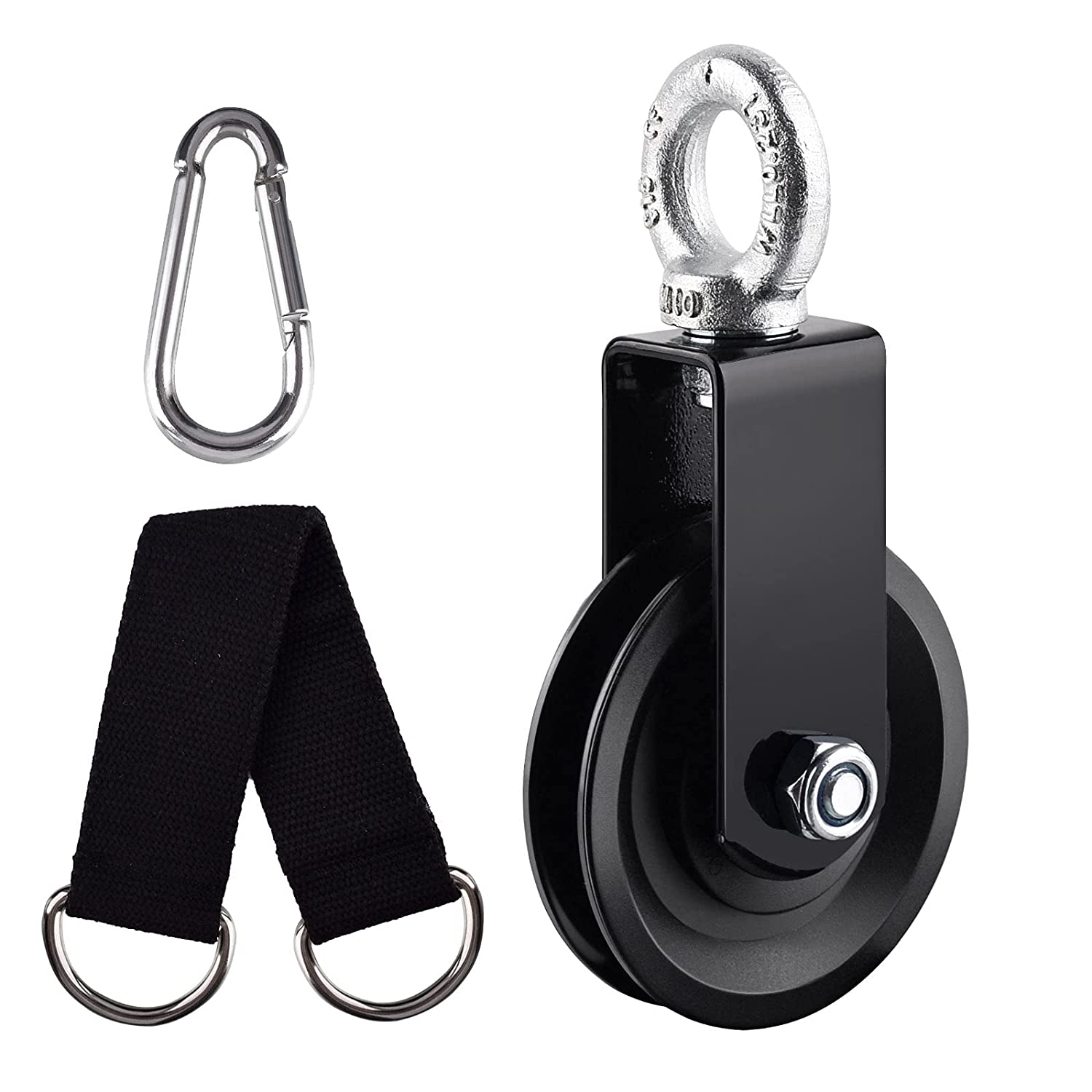 

Бесшумный нейлоновый шкив для тренажерного зала, вращение на 360 градусов, с подвесными ремнями и карабином, система шкивов LAT, аксессуары для крепления «сделай сам» 1 set