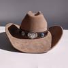 Vegan Suede Wide Brim Rancher Hat Metal Buckle Boot Accessories  for Men and Women Cowboy Hat Cattleman Style Unisex Fedora