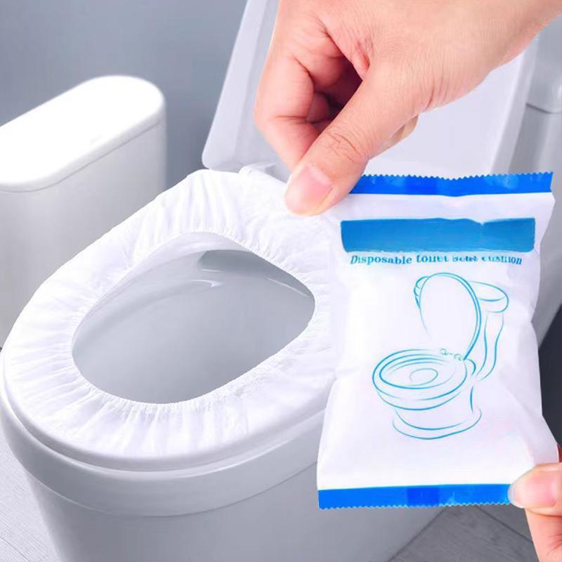 10PCS Disposable Toilet Seat Cover Double-layer Thick Non-woven Portable Travel Camp Hotel Bathroom Full Coverage Waterproof Toilet Cover