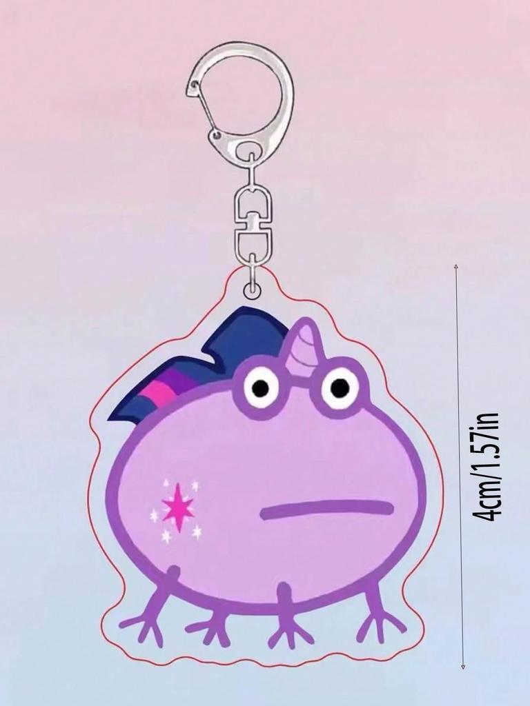 1pc My Little Pony Cute,Funny Frog Acrylic Keychain, Character Twilight Sparkle, Rainbow Dash, Pinkie Pie, Fluttershy, Suitable For Keys, Decorations,