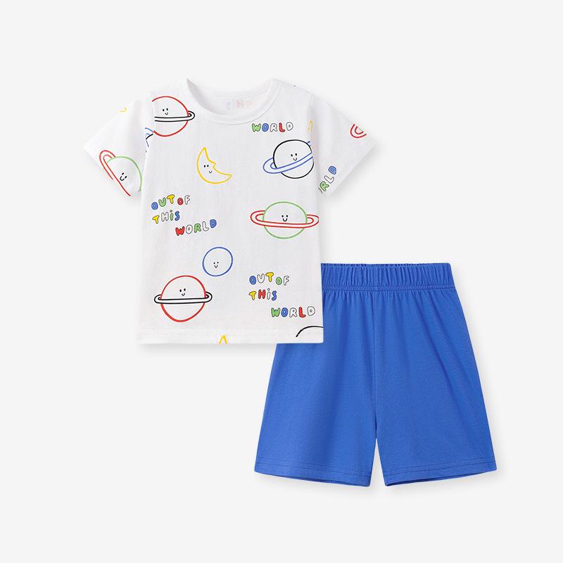 

Children s Cotton Summer T-Shirt & Shorts Set - Boys European/American Style Two-Piece 6 Years (130 cm)