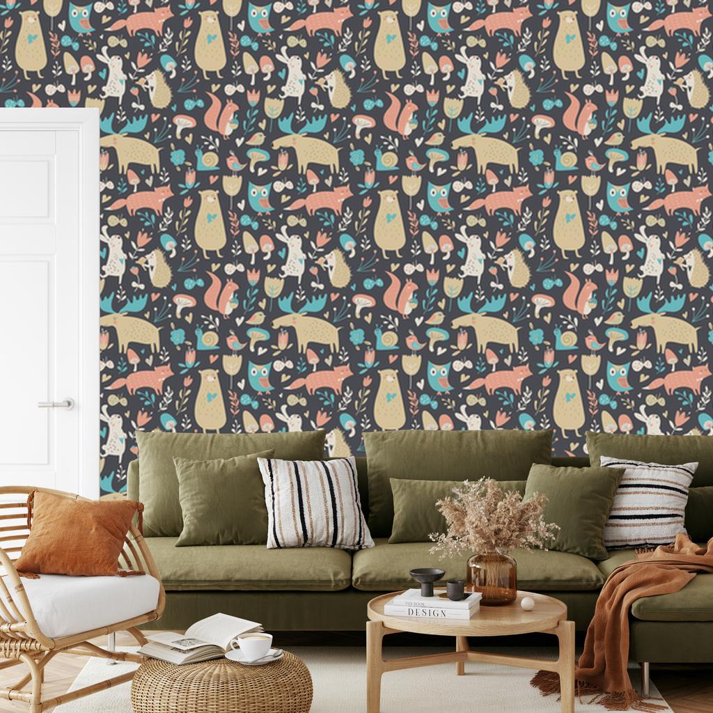 Forest Animals and Plants Wallpaper for Living Room and Bedroom 50x1000