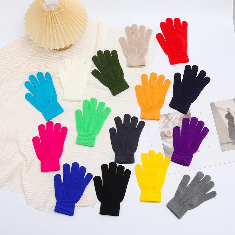 Winter Candy Color All-match Warm Touch Screen Five-finger Knitted Gloves Unisex
