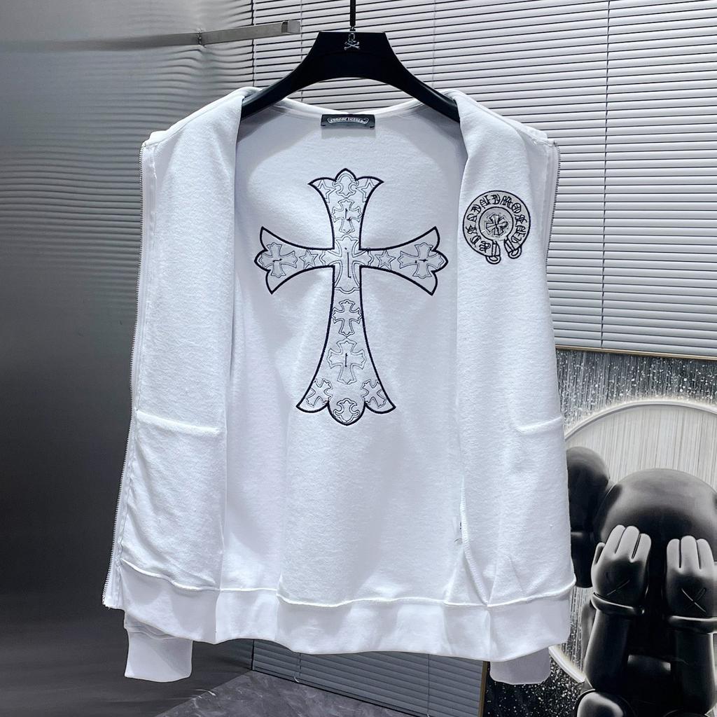 8632 CHROME HEARTS 2025 Nová jarní a podzimní nadměrná tenká mikina s kapucí a zipem s logem v klasickém stylu pro páry