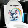 Rainbow Elephant Toilet Sticker Cute Removable Self-Adhesive for Bathroom Home Decor