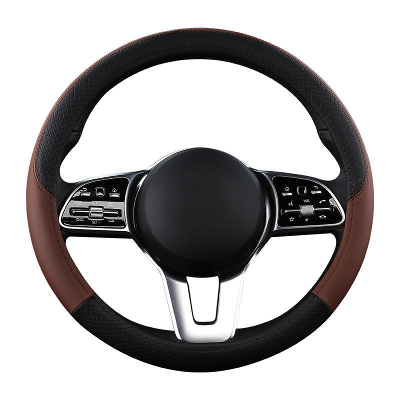 Uniwersalny Czterosezonowy Pokrowiec na Kierownicę Samochodową z PU Skóry: Odporny na zużycie, dopasowany kolorystycznie, modny pokrowiec na kierownicę do małych samochodów.