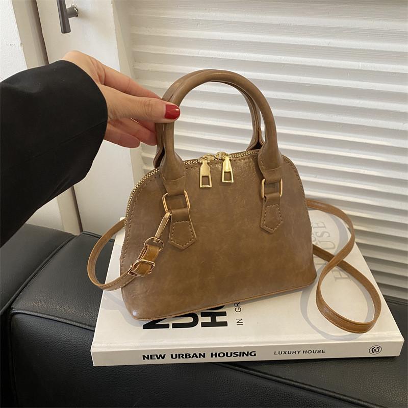 Stylish Vintage Shell Bag For Women 2023 Soft Pu Leather Handheld Shoulder Bag