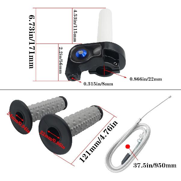 22Mm 7/8" Throttle Twists Grip With Throttle Cable Upgraded Universal For Off-Road Motorcycle 250 Dirt Pit Motor Mini Bike YCF CRF70 TTR SSR KLX110