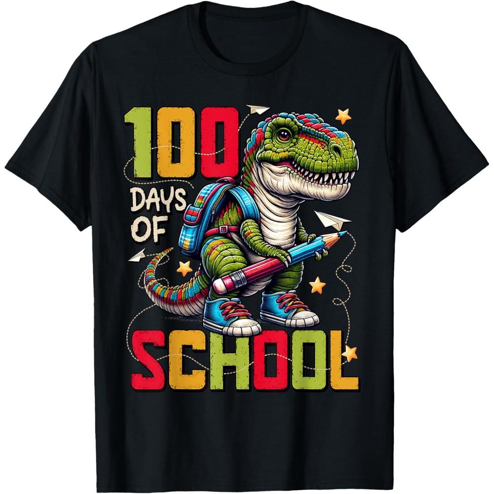 100 Days Of School Trex 100 Days Smarter 100th Day of School Cotton Men T Shirt S чёрный