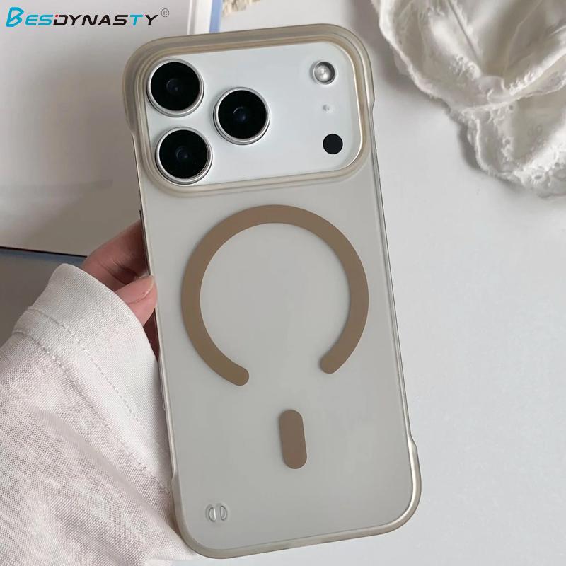 Frosted Hard Frameless Magnetic For Magsafe Case For iPhone 17 Air 16 15 14 Plus 13 12 11 17 Pro Max Translucent Thin Back Cover