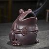 1pc Frog Incense Coils Burner Ceramic Handicrafts Incense Holder Home Fragrance Decor Purple Clay Censer (Without Incense)