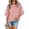 Camiseta Feminina Solta Colorida Sólida com Mangas Sino Tendência 2025