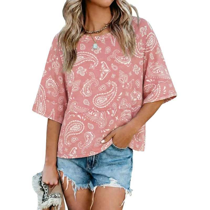 Camiseta Feminina Solta Colorida Sólida com Mangas Sino Tendência 2025