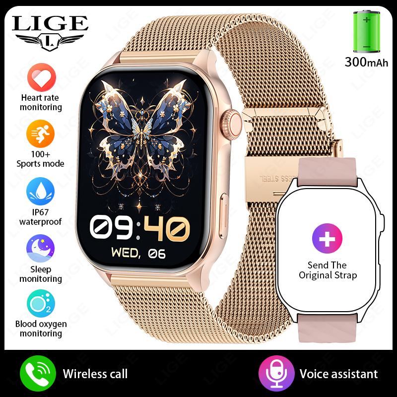 For Android iOS Smart Watch 2.01" Full Touch Screen Bluetooth Call Heart Rate Waterproof Sports Bracelet Smartwatch Women