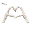Dark Romantic Bedroom Decor Skeleton Hand Heart Gesture Resin Figurine, Halloween Figurine for Desk, Gothic Love Symbol Ornament Shelf Tabletop