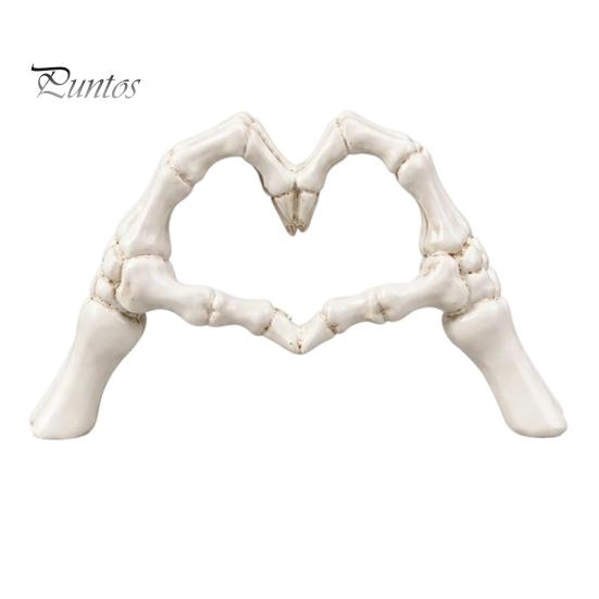 Dark Romantic Bedroom Decor Skeleton Hand Heart Gesture Resin Figurine, Halloween Figurine for Desk, Gothic Love Symbol Ornament Shelf Tabletop