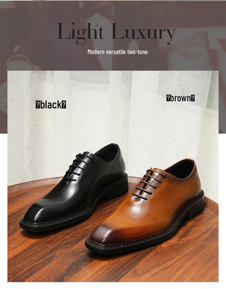VIP Exclusive Men's Brown Leather Oxford Shoes - Summer Wedding & Business Formal Square Toe British Style